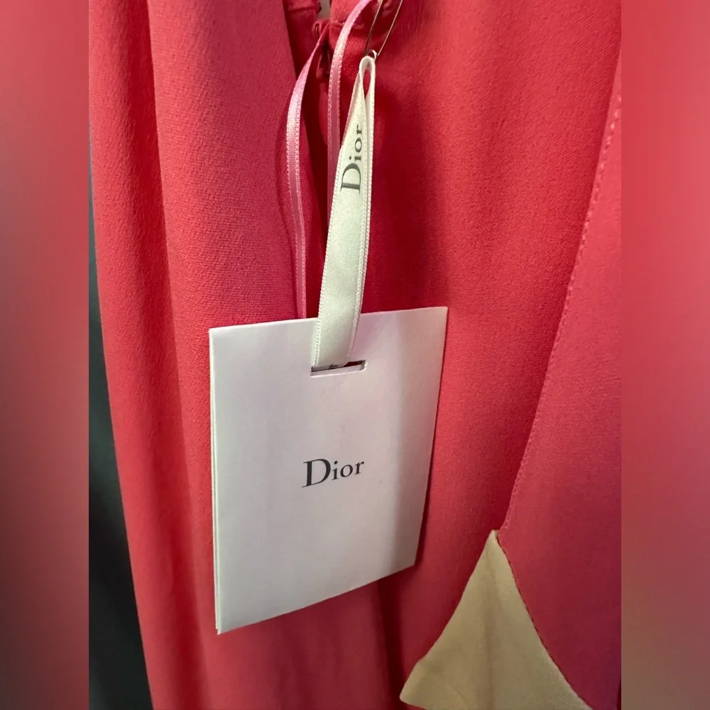 Vintage CHRISTIAN DIOR Runway Pink Silk Kaftan Sheath Shift Dress NWT $5400 Sz 4 - Picture 10 of 14